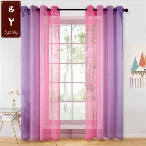 Color Gradient Gauze Curtain Nordic Trilon Window Screen Finished Product Curtains for Living Dining Room Bedroom