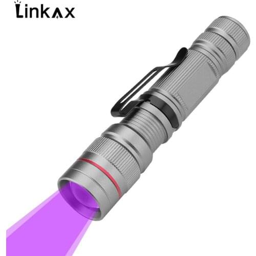 Mini UV Flashlight Ultraviolet led flashlight Ultra Violet Invisible Ink Marker Detection Torch Light 1*AA or 1*14500 UV lamp