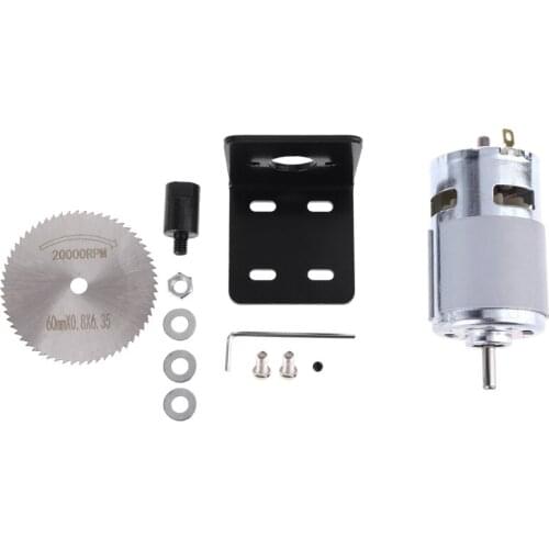 DC 12V 775 Motor Table Saw Kit with Ball Bearing Mounting Bracket Saw Blade for Woodworking Cutting Polishing Engraving