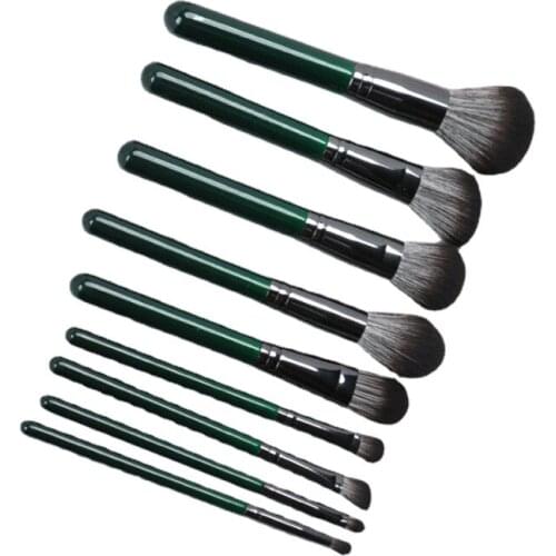 Private Label Premium Wood Handle Foundation Cosmetic Tools Portable Professional Super Soft 9PCs Makeup Brushes Set