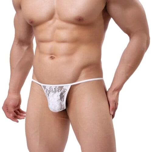 New Mens Panties Thong Lace Briefs G String Underwear Jockstrap Shorts Perspective Sexy Sissy Lingerie T-shaped Pants Clothing