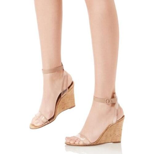 Wedges Sandals Buckle Strap Transparent Shoes Fashion High Heels Sandals Women Wedge Ladies Shoe Pumps Sandalias Femininas