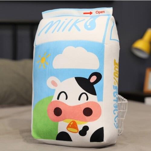 Milk Pillow Pink Strawberry Cow Plush Original Milk Banana Food Kawaii Pillow Simulation Stuffed Toys Soft Toys Home Decor Gifts