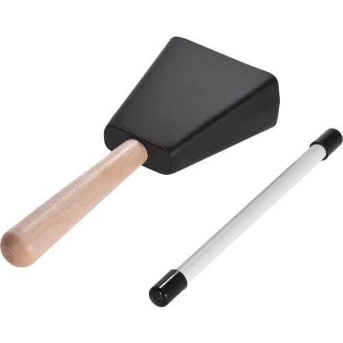 Professional Cowbell with Wooden Handle Mallet Metal Material Hand Cowbell Percussion Instrument