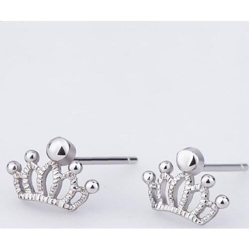 Simple Silver-Color Hollow Out Crown Stud Earrings For Women Jewelry Accessories Party Wedding Girl Gift Fashion Women Earrings