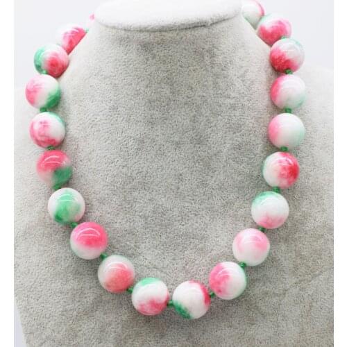 Pink/green jade round 18mm 17inch wholesale beads nature FPPJ woman 2019
