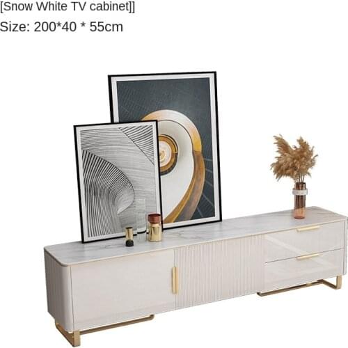 Custom TV cabinet coffee table combination light luxury living room modern luxury bedroom high white painted slate TV cabinet