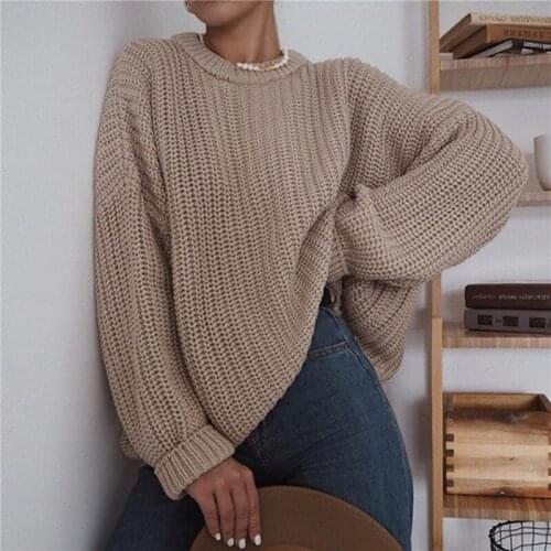 Loose Autumn Sweater Women 2020 New Korean Elegant Knitted Sweater Warm Female Pullovers O Neck Solid Tops