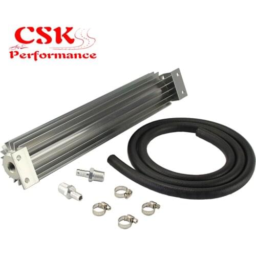 Universal 15'' Aluminum Single Pass Finned Transmission Oil Cooler Kit