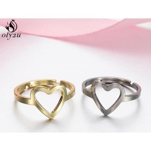 Sweet Love Heart Ring for Women Girls Stainless Steel Charm Finger Rings Wedding Banquet Jewelry Anillos Valentines Day Gift