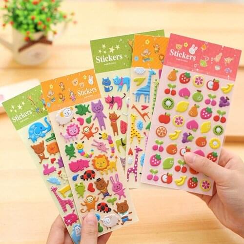 1 Sheet Cute Cartoon Animals/Fruit 3D Bubble Sticker Decoration Decal DIY Diary Album Scrapbooking Stationery Sticker