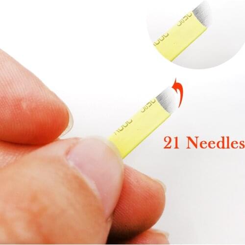 10pcs Microblading Needles 21 Needles Curve Microblades Permanent Makeup Supplies Manual Tattoo Blades Embroidery Tattoo Needles