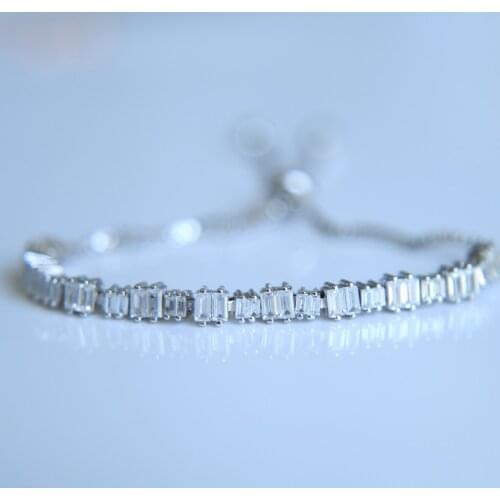 2018 high Quality gold silver color princess cut girl slider adjust size cubic zirconia tennis bracelet full cz zircon bracelets