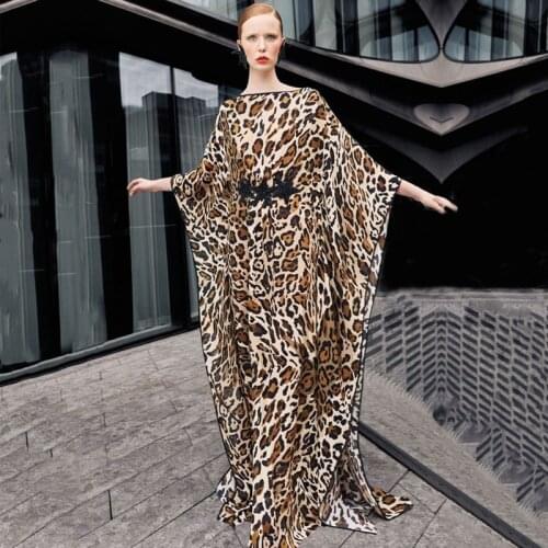 2021 Elegant Leopard Bikini Cover-ups Glamorous O-neck Belted Summer Dress Plus Size Women Beach Wear Swim Suit Cover Up N1248