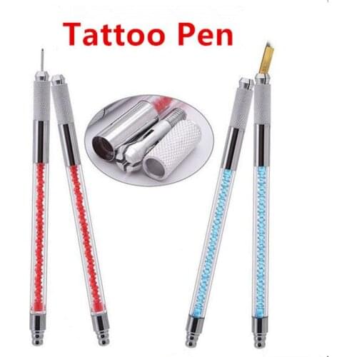 3 PCS Crystal Both Head Can Be Used Microblading Manual Tattoo Pen For 3D Embroidery By Free Shipping