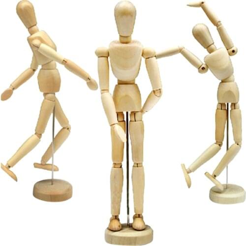 Unisex 5.5' Wooden Doll Clothing Mannequin Wooden Jointed Action Figure Doll