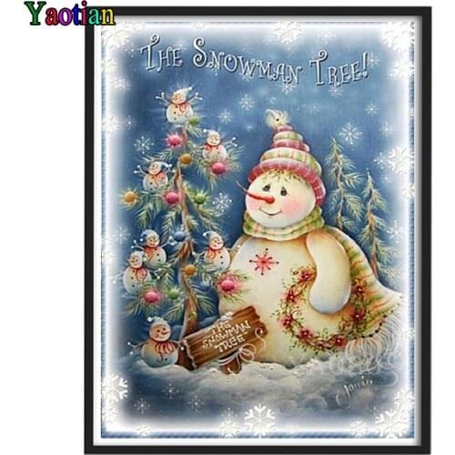 5D Diamond Painting Snowman Christmas Tree Full Drill Square Diamond Embroidery Beaded Pictures Set Diamond Mosaic Home Decor