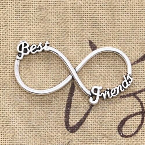 8pcs Charms Infinity Best Friends 20x40mm Antique Silver Color Plated Pendants Making DIY Handmade Tibetan Finding Jewelry