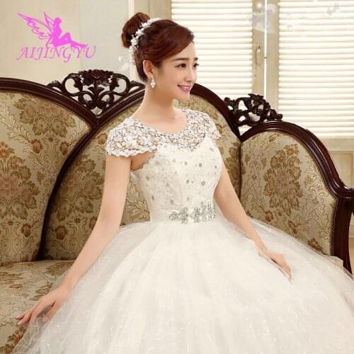 AIJINGYU 2021 floor length Customized new hot selling cheap ball gown lace up back formal bride dresses wedding dress WK718