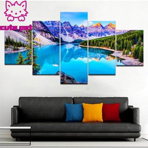 5PCS Diamond Painting Nature landscape lake DIY Full Square Round Drill Diamond Embroidery Cross Stitch Mosaic Needlework Decor