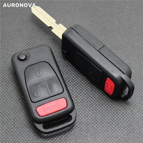 AURONOVA New Replace Folding Key Shell for MERCEDES BENZ C E S ML W140 2+1 Buttons Uncut Brass Blade Remote Car Key Case