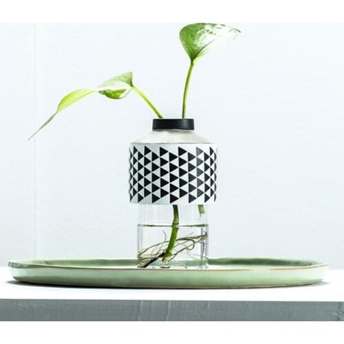 Decorative Glass Flower Vase for Simulation Flowers Dry Flower Plants 6.5x13.5cm