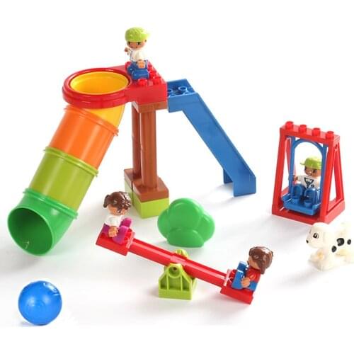 Big Size Blocks Accessory Part Fence Sliding Ladder Swing Window Tree Figures Flower Bricks Big Particles DIY Building Block Toy