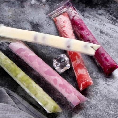 100PCS Ice Popsicle Molds Bags Candy Tube Zip-Lock Pouch Freeze Pops Drink Freezer Refrigerator Supplies Kitchen Ice Making Tool