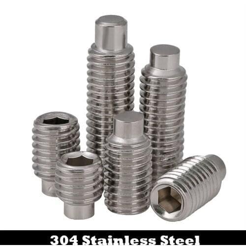 M8 M10*16/20/25/30/35/40/50mm DIN915 304 Stainless Steel Inner Hex Hexagonal Socket Allen Head Grub Dog Point Jack Set Screw