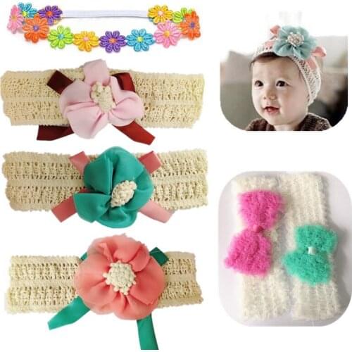Fashion Toddler Headband Childrens Cute Hair Accessories Baby Band Lace Rosette Flowers Girl Elastic bands Headwear