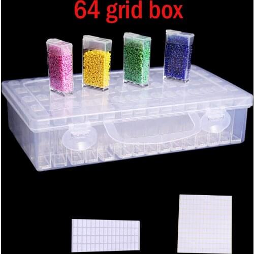 Diamond Painting Tools Set 64 Cells Plastic Storage Box and 224Pcs Stickers Kits for Diamond Painting Embroidery Accessories