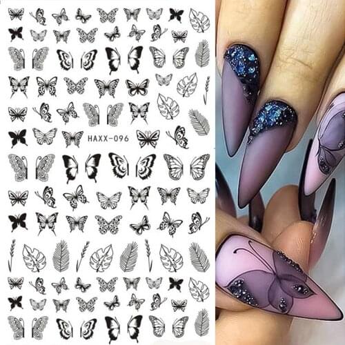 Butterfly Series Nail Art Sticker Laser Gold Silver 3D Transfer Stickers for Nails Decoration Slider Paper Tips Leaf Slider