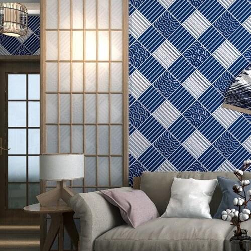 Japanes Style Wall Papers Home Decor Blue Waterproof Wallpapers Restaurant Tea House Walls Decoration papel tapiz