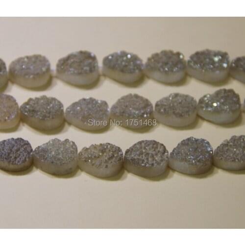 NEW SALE ! Champagne Titanium Druzy Stone Teardrop Pendants ,Drusy Quartz Coin Slab Beads10mm ,different size for choice