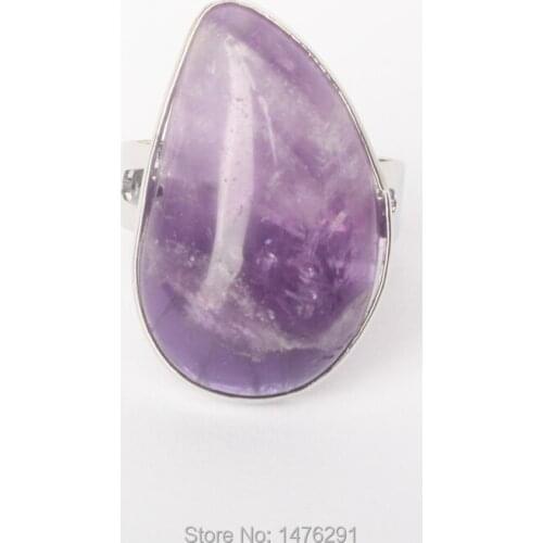 New Stylish Silver Plated Resizable Water Drop Amethysts Women Men Ring Fashion Jewelry 1PCS