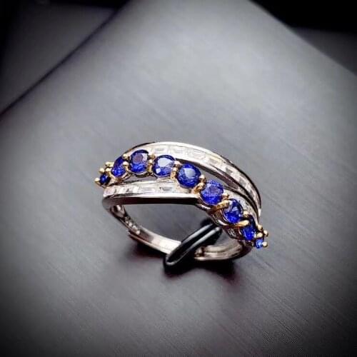 New Arrival Natural and Real Sapphire ring 925 sterling silver Fine handworked jewelry Finger rings