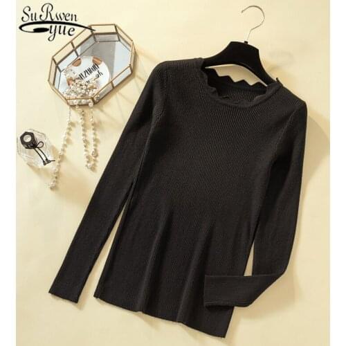 2021 Solid Fashion Womens Knitwear Sweater Pullover Womens Sweaters Autumn and Winter New Long Sleeve Bottoming Shirt 10427