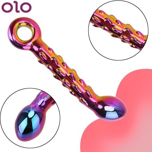 OLO Sex Toys for Women Anal Plug Fake Long Penis Cock Vagina Massage Anal Stimulation Crystal Glass Dildo Female Masturbation