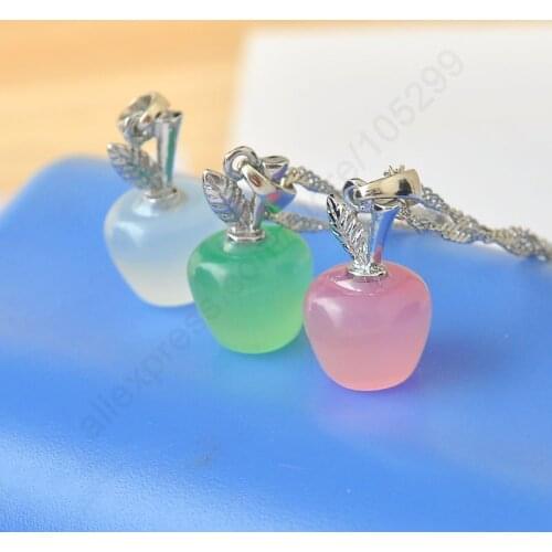 Hot Sell 3 Colors Wedding Necklace Apple Style Cats Eye Stone New Arrivals 925 Sterling Silver Necklace Pendent Jewelry