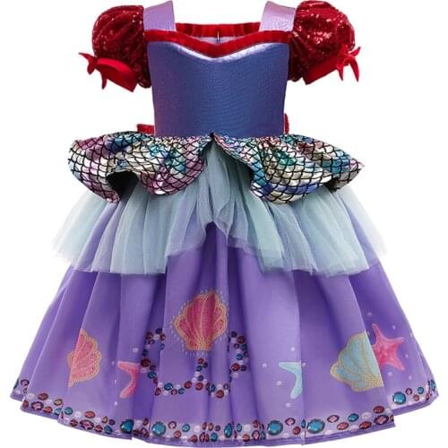 Halloween 2021 Summer New Short Sleeve Sequined Puff Sleeve Kids Cosplay Dresses For Girls Evening Princess Dresses Party Dress