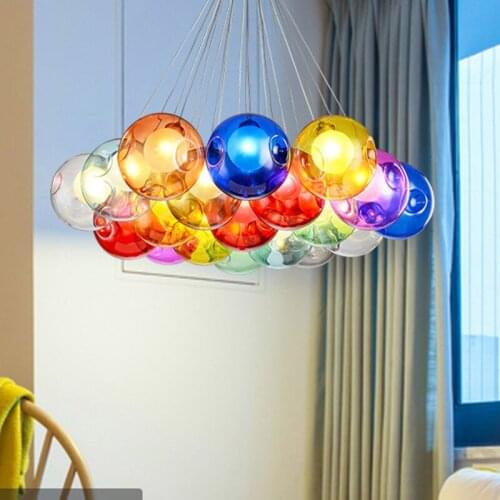 Omicron Colorful Line Chandelier Led Home Decor Lights Modern Power Living Room Bedroom Hotel Hanging Suspension Lamp