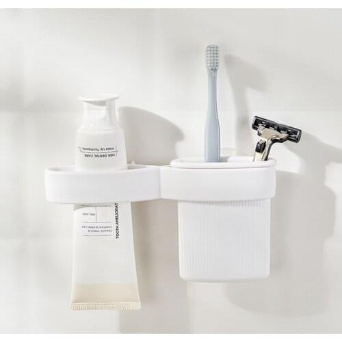 Toothpaste toothbrush rack bathroom toilet wall-mounted free punching facial cleanser storage clip comb razor hanger shelf