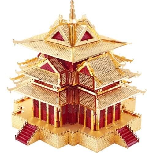 The watchtower of forbidden city Building P075-RG DIY Piececool 3D laser cutting Jigsaw puzzle DIY Metal model Toys For Audit