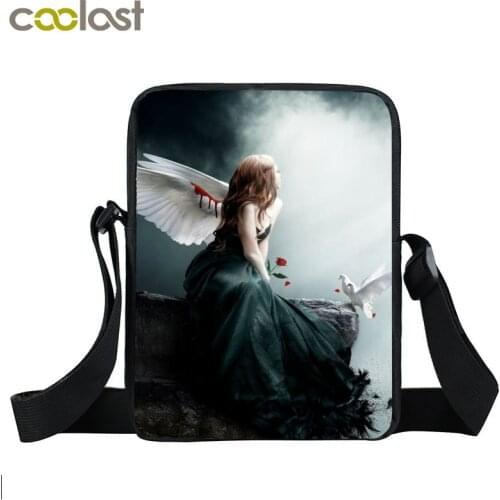 Sad Angel Wing Mini Messenger Bag Girls Small Shoulder Bags For teenagers Pouch Women Handbag student Schoolbag Best Gift