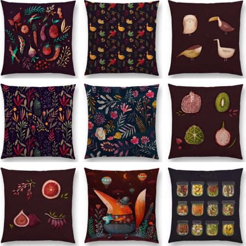 Super Fun Animals Elephant Bird Dog Cute Mini Vegetable Fruit Flower Patchwork Floral Pattern Lovely Cushion Cover Pillow Case