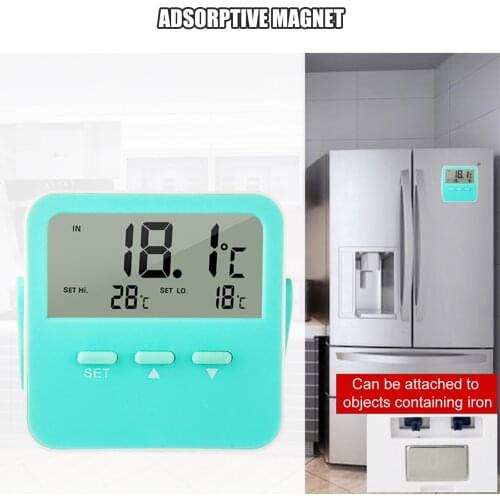 High Low Temperature Alarm Thermometer Indoor Thermometer Digital Fridge Kitchen Thermometer with Large LCD Display AAA Battery