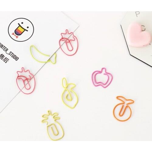 TUTU 30pcs/lot Creative Kawaii fruit Shaped Metal Paper Clip Bookmark Stationery School Office Supply Escolar Papelaria H0341