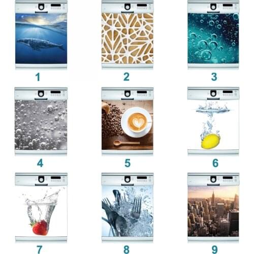 Creative Self Adhesive Dishwasher Stickers Lemon Coffee Landscape Wall Sticker Door Cover kitchen decoration accessories Gift