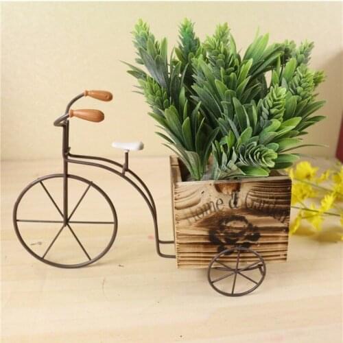 1pc Chic Handy Useful Flower Pot Plant Pot Macetas Garden Accessories Wooden Bicycle Design Ornament For Home Flower Garden MJ