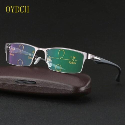 High-grade mens reading glasses with near-far dual-purpose progressive multi-focus sun-discolored dual-light reading glasses